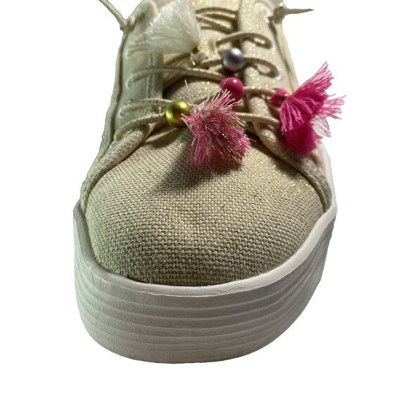 Hey Dude Womens Cody Boho Natural size 8 festival shoes w beaded feather accents - Picture 6 of 16